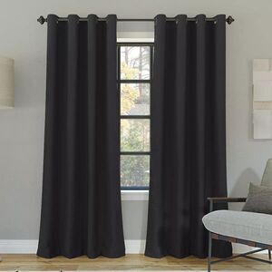 52"x63" Blackout Oslo Theater Grade Grommet Curtain Panel Coal Gray: Modern Pair